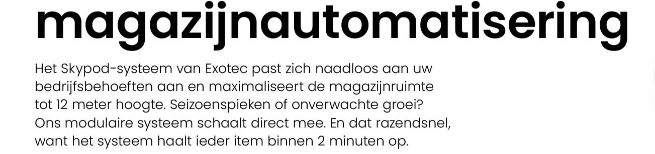 Exotec titel Magazijnautomatisering en tekst